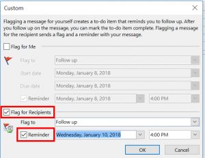 add reminder to outlook email